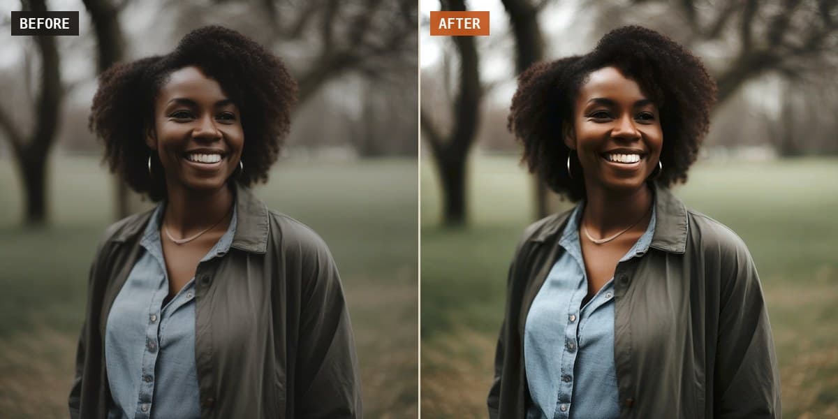 Example Photo Beautifier result: the input on the left and what the service returns on the right