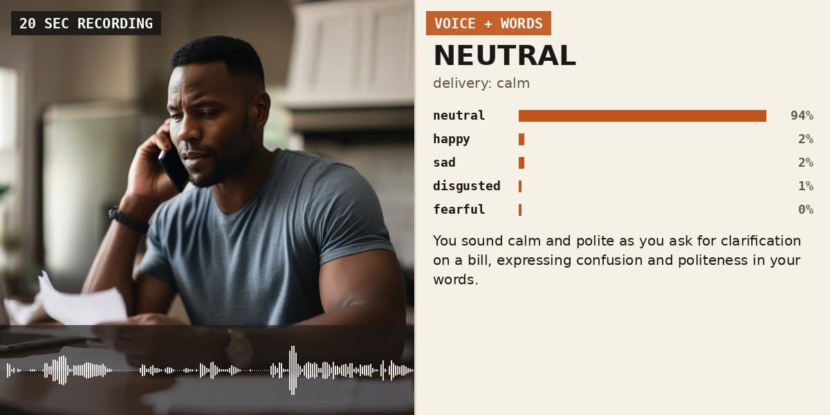 Example Speech Sentiment Predictor result: the input on the left and what the service returns on the right